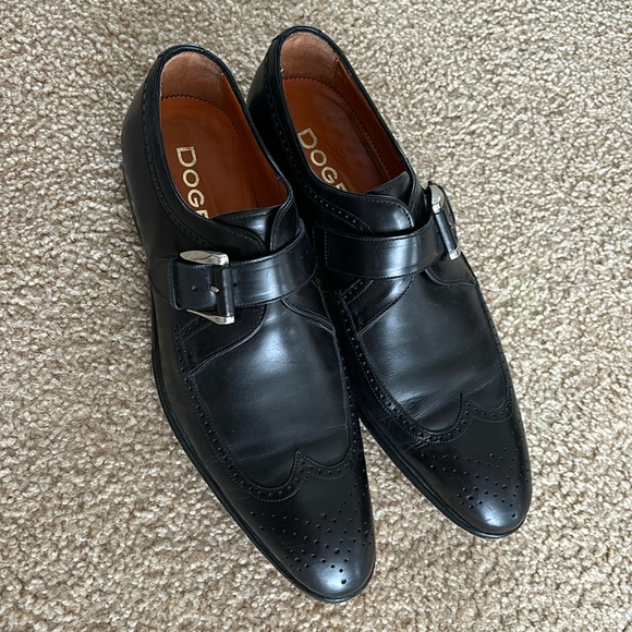 Dogen black leather wingtipped oxford shoes 9.5 - Picture 1 of 7